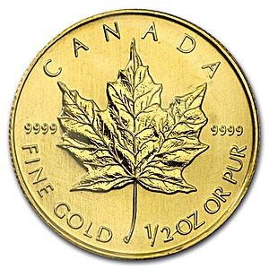 Gold Canadian Maple Leaf Coin 2002 - 1/2 oz